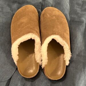 Jenni Kayne Sage/Olive Suede Shearling Mules